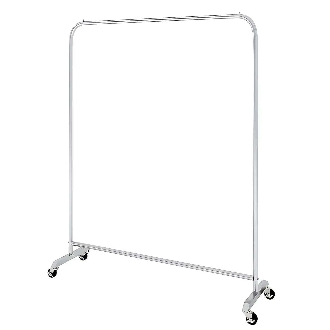 Industrial Silver Stainless Steel Coat Rack with Casters