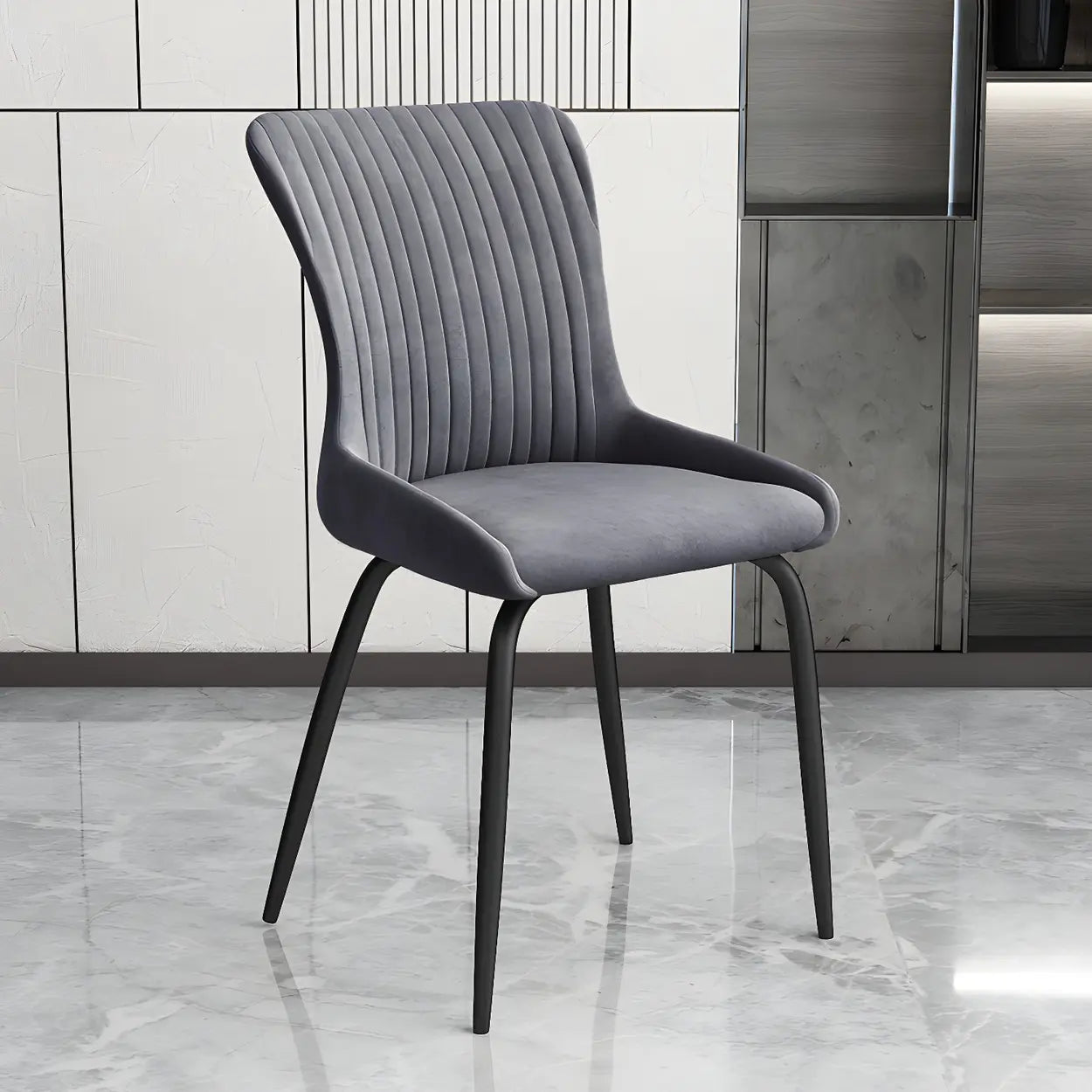 Industrial Upholstered Dining Chair with Metal Legs — Red / 1 Piece