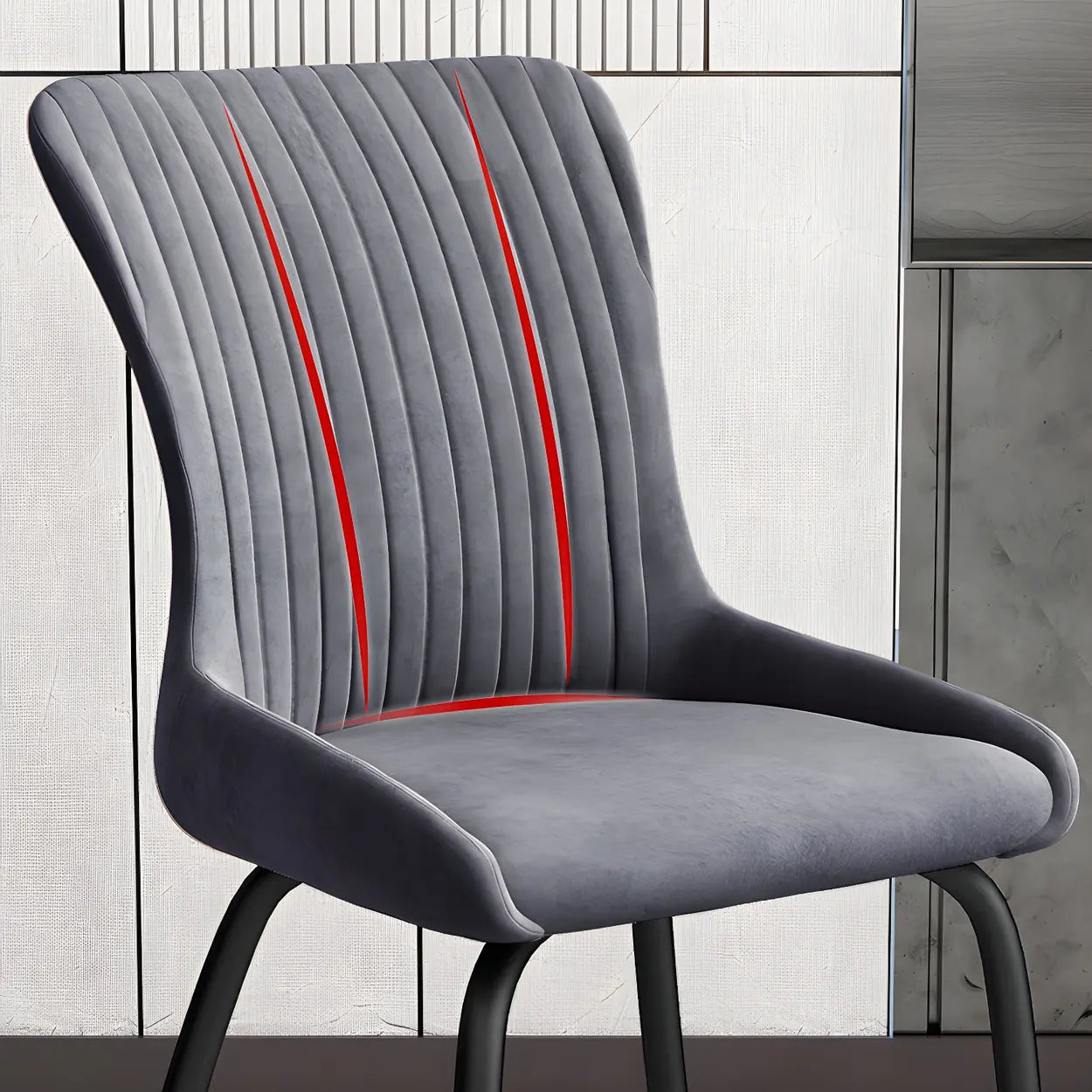 Industrial Upholstered Dining Chair with Metal Legs — Dark Gray / 2 Piece Set