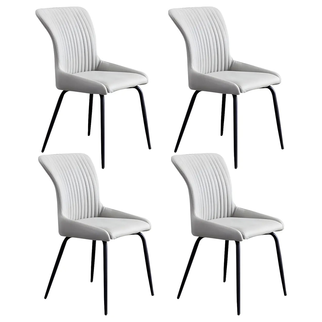 Industrial Upholstered Dining Chair with Metal Legs — Dark Gray / 4 Piece Set