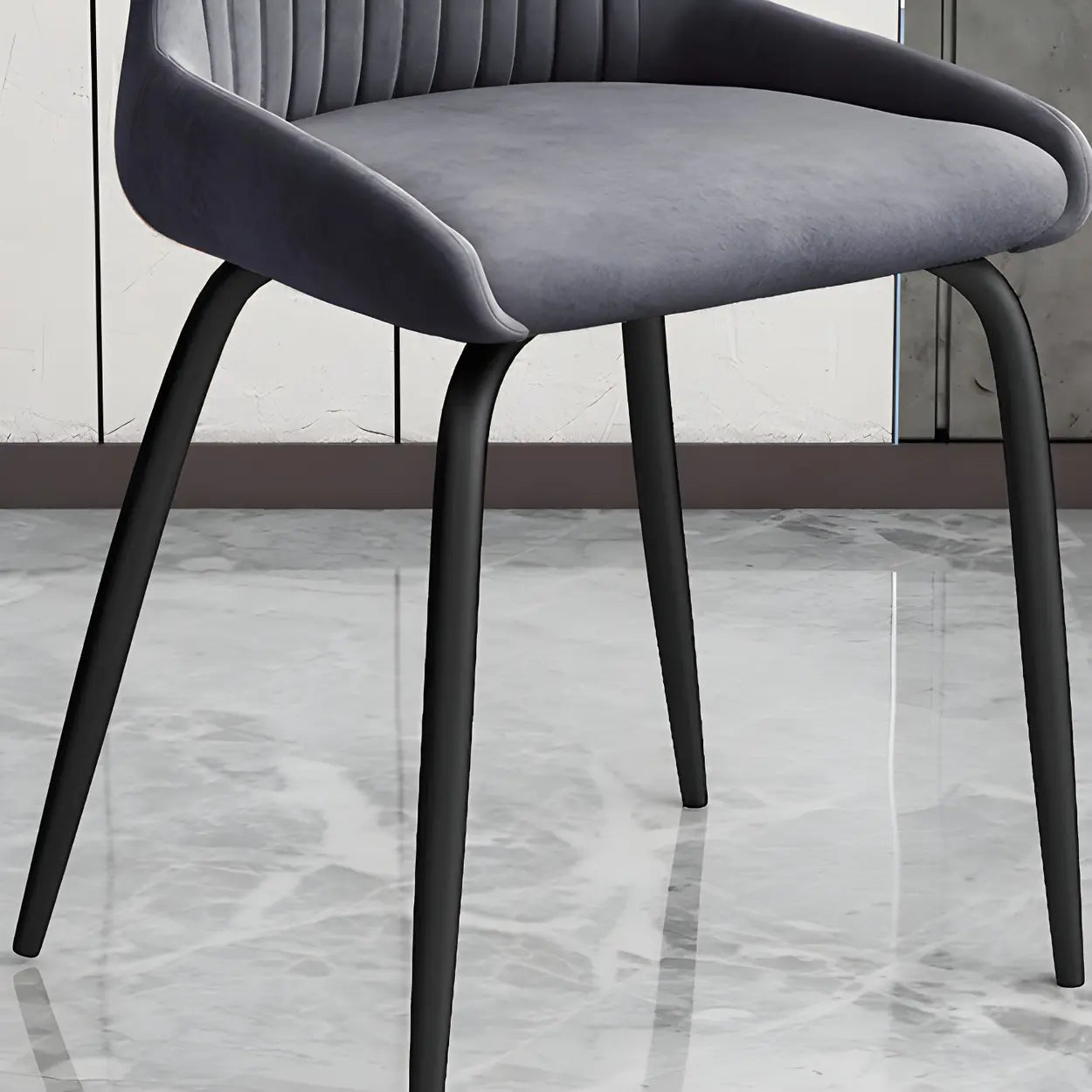 Industrial Upholstered Dining Chair with Metal Legs — Light Gray / 4 Piece Set
