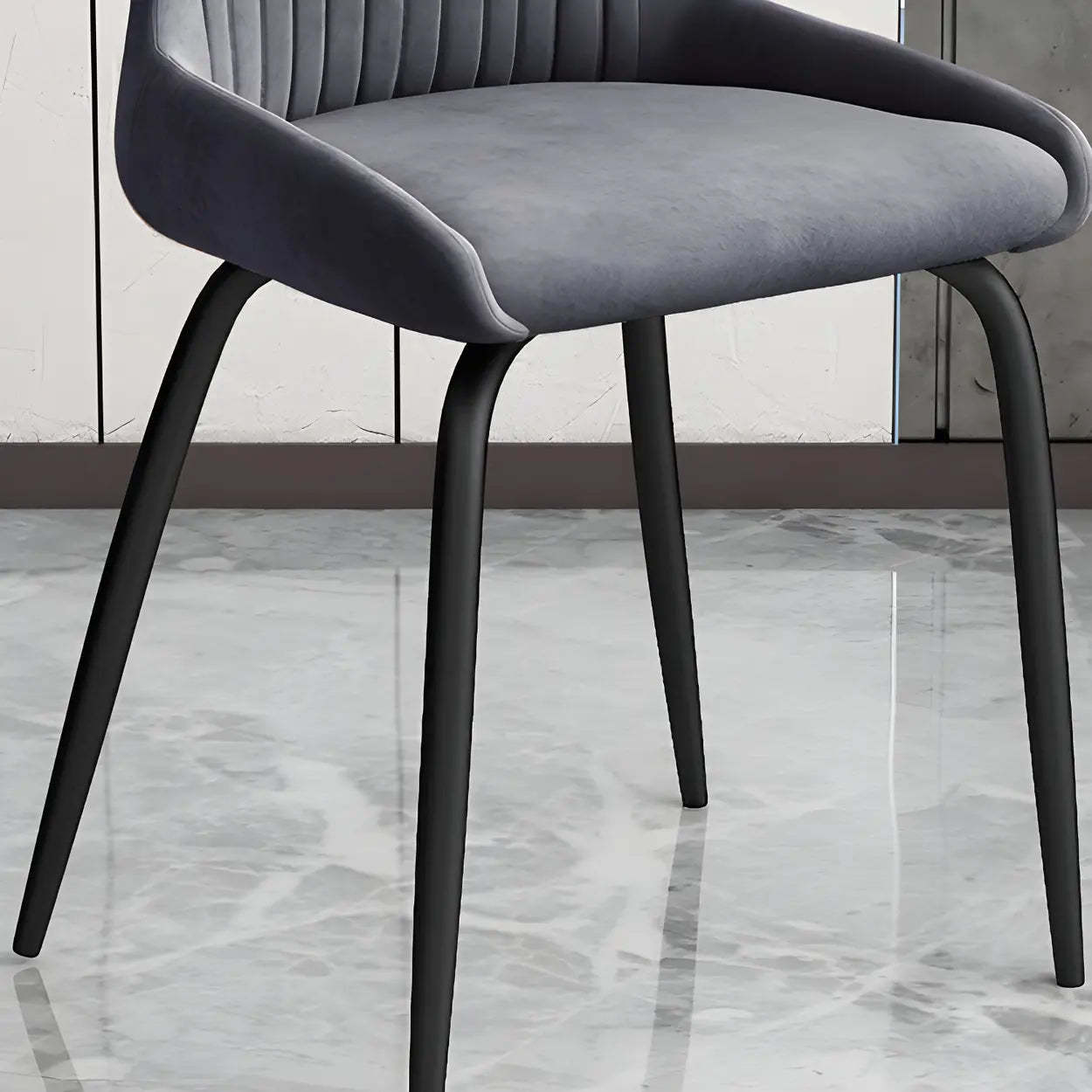 Industrial Upholstered Dining Chair with Metal Legs — Light Gray / 4 Piece Set