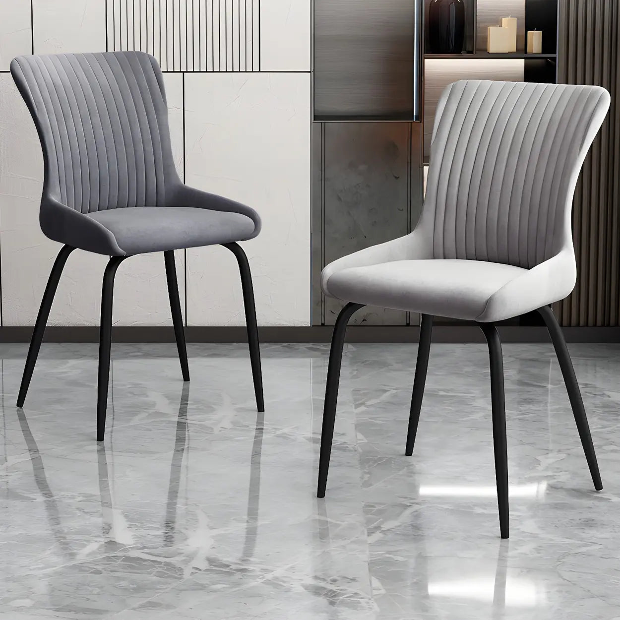 Industrial Upholstered Dining Chair with Metal Legs