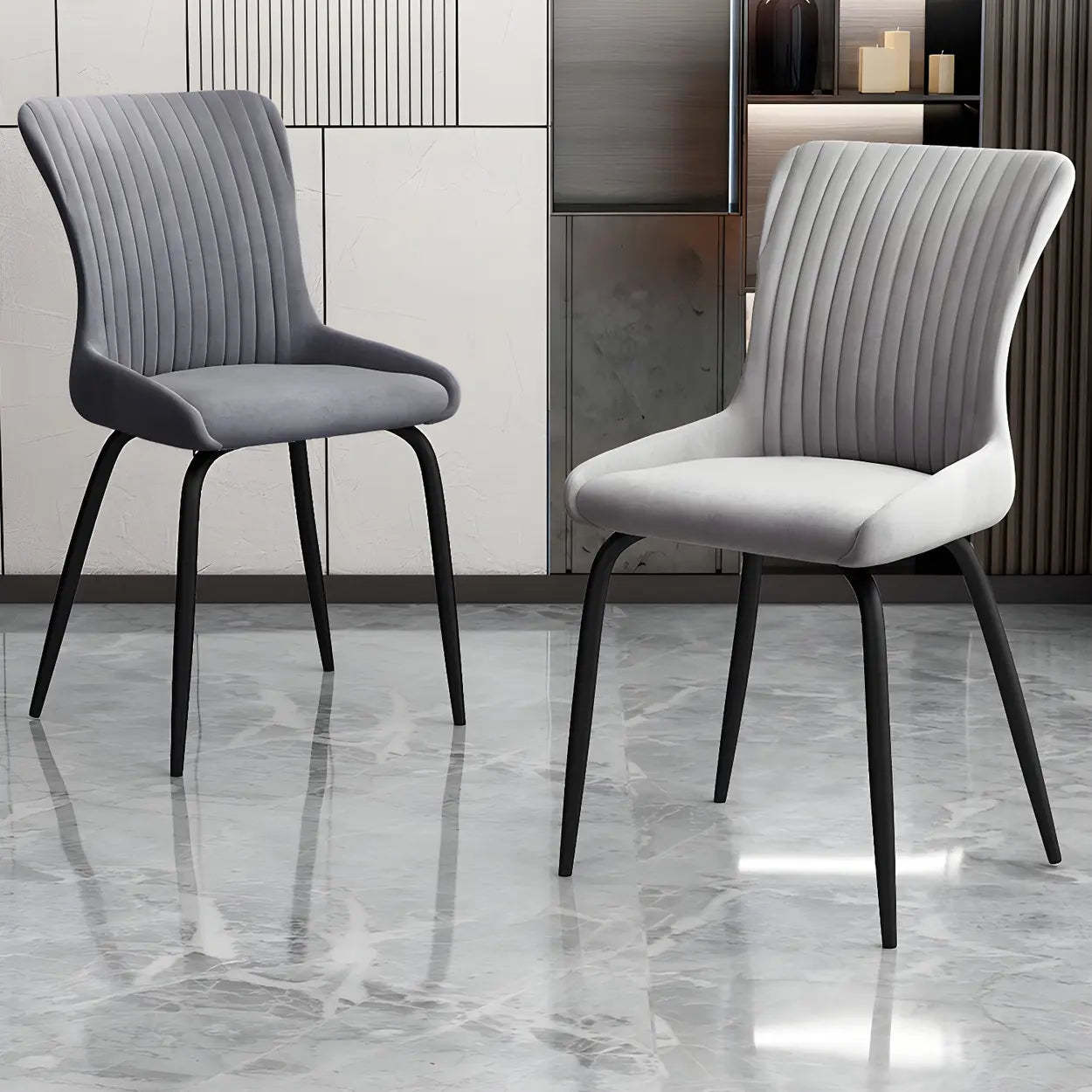 Industrial Upholstered Dining Chair with Metal Legs