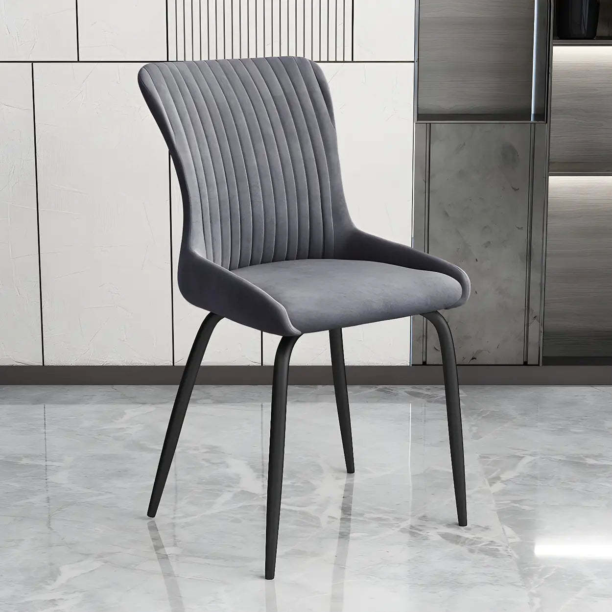 Industrial Upholstered Dining Chair with Metal Legs — Red / 1 Piece