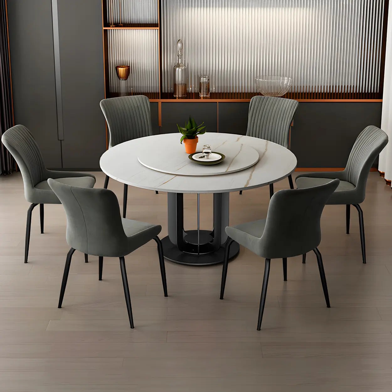 Industrial Upholstered Dining Chair with Metal Legs