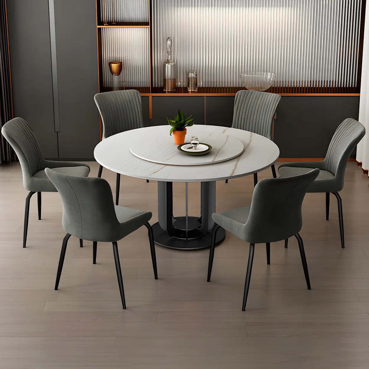 Industrial Upholstered Dining Chair with Metal Legs