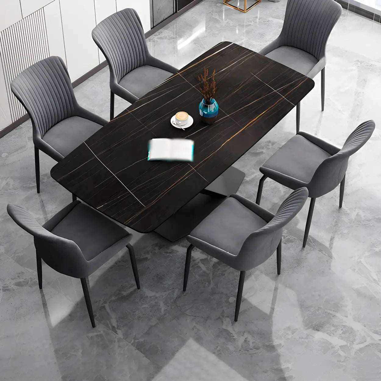 Industrial Upholstered Dining Chair with Metal Legs