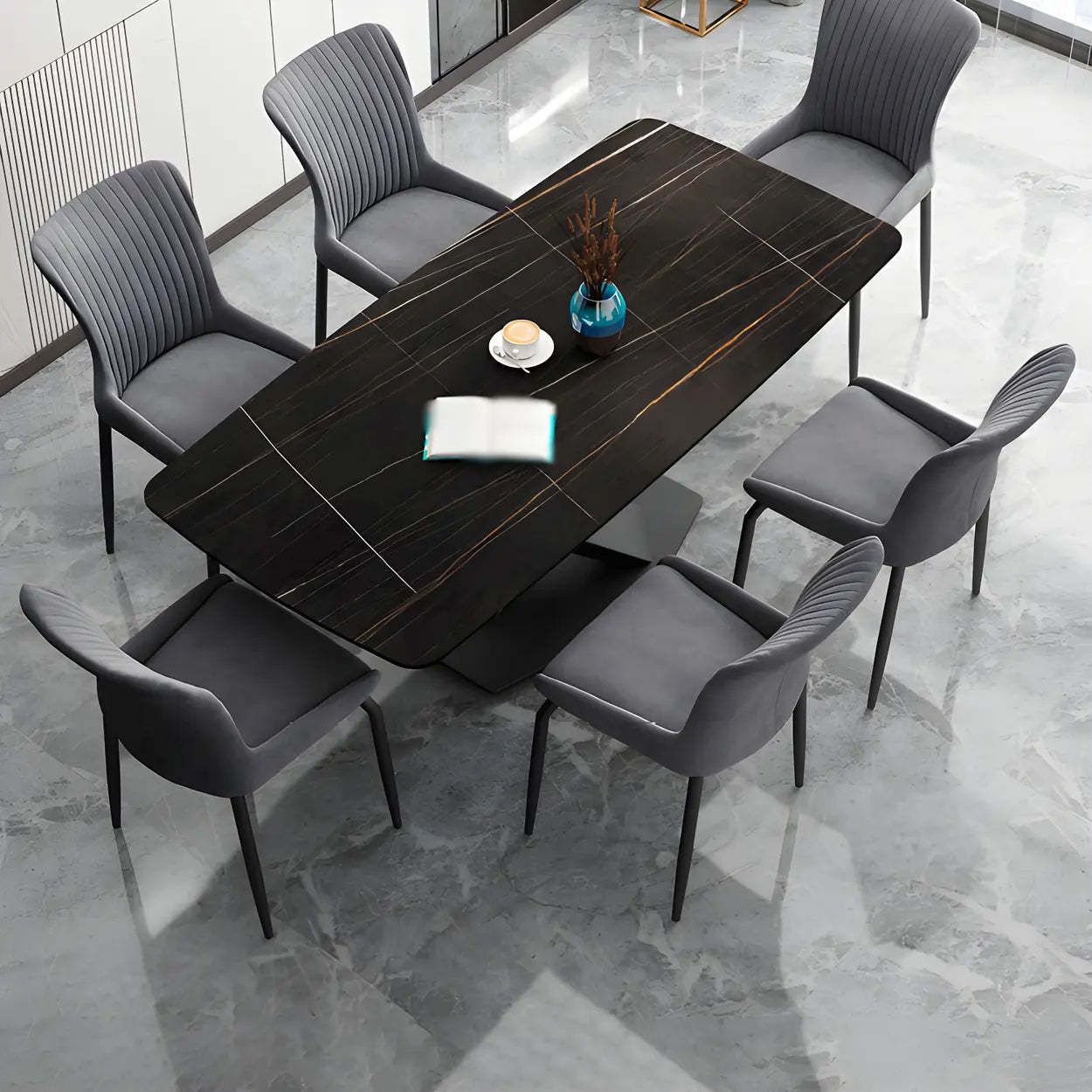 Industrial Upholstered Dining Chair with Metal Legs