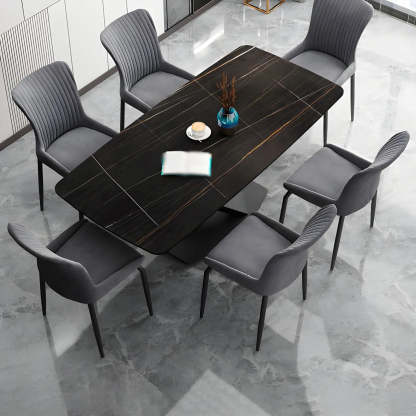 Industrial Upholstered Dining Chair with Metal Legs