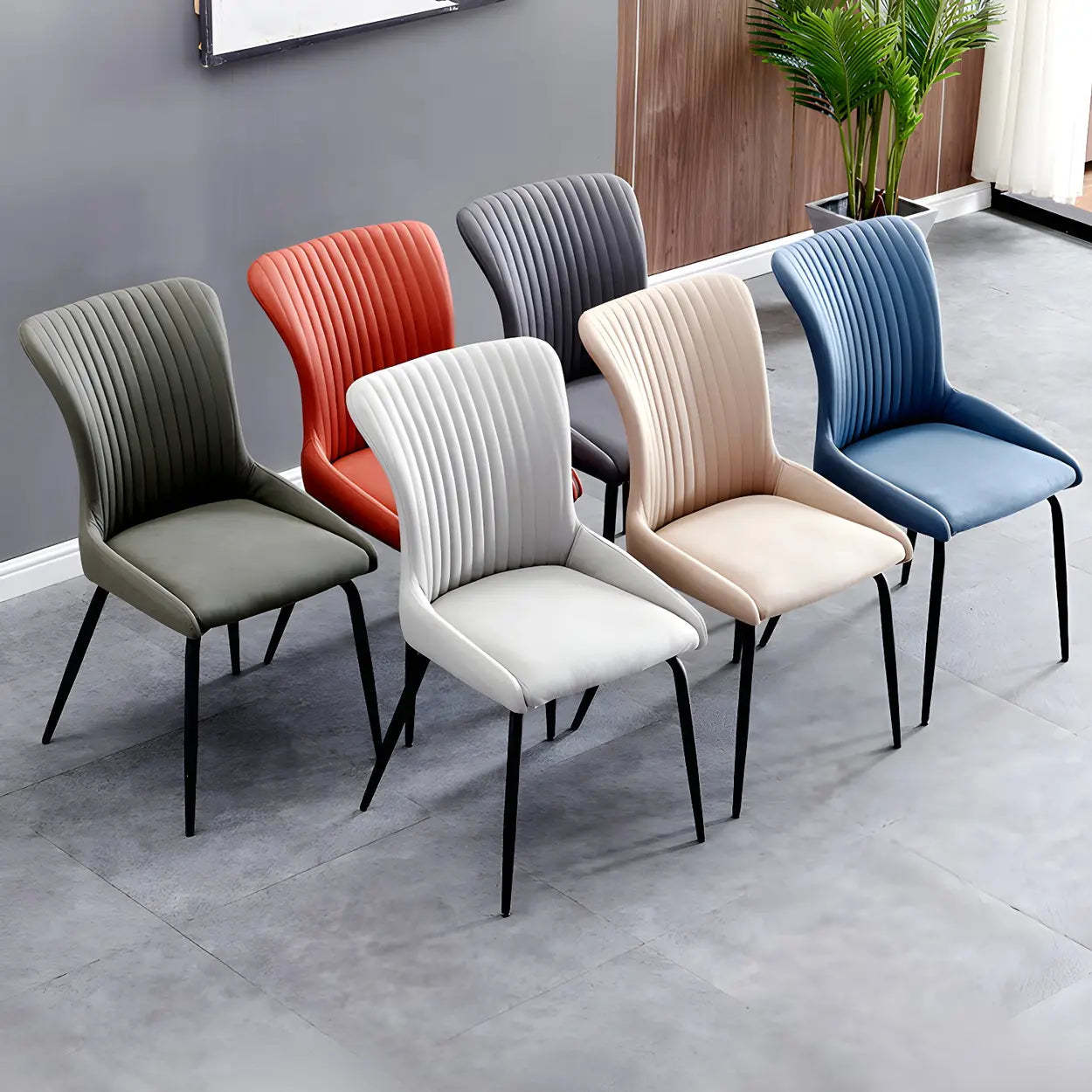 Industrial Upholstered Dining Chair with Metal Legs