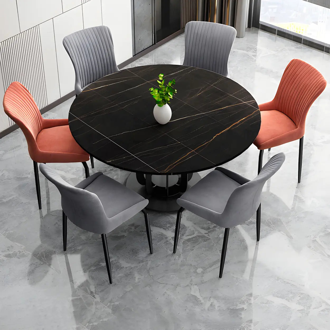 Industrial Upholstered Dining Chair with Metal Legs