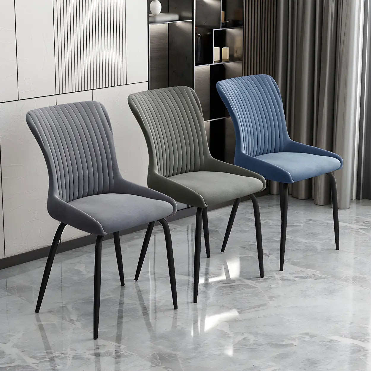 Industrial Upholstered Dining Chair with Metal Legs — Red / 4 Piece Set
