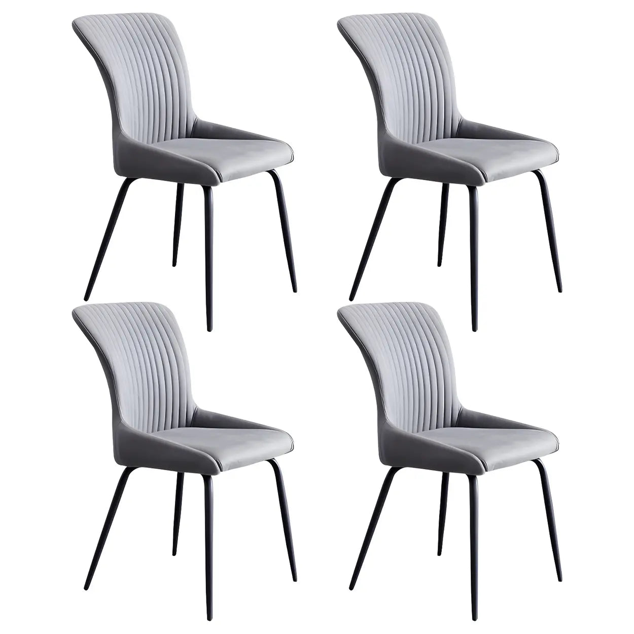 Industrial Upholstered Dining Chair with Metal Legs — Blue / 2 Piece Set