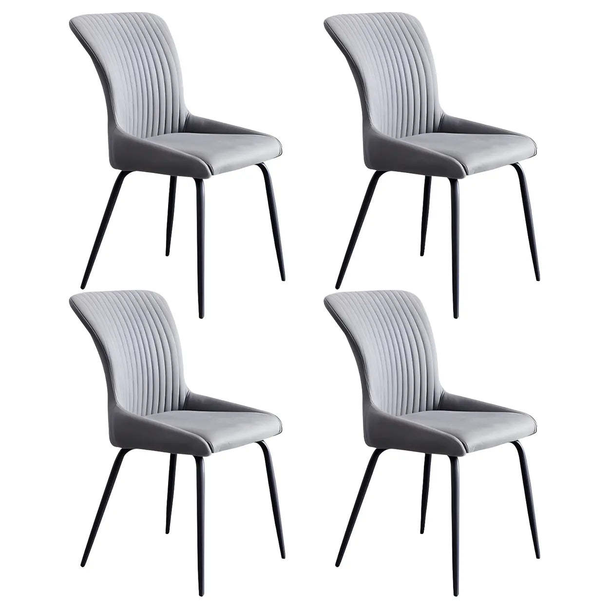 Industrial Upholstered Dining Chair with Metal Legs — Blue / 2 Piece Set