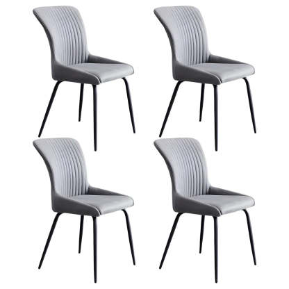Industrial Upholstered Dining Chair with Metal Legs — Blue / 2 Piece Set
