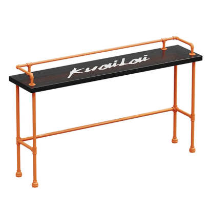 Industrial Spectator Bar Table with Orange Railing