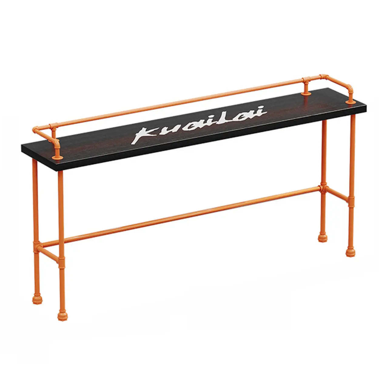 Black metal spectator railing bar tables - industrial — 90.6" L x 17.7" W x 45.3" H