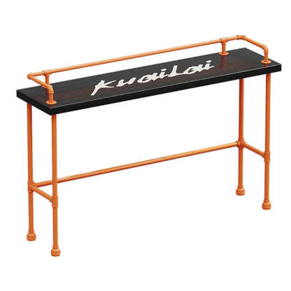 Industrial Spectator Bar Table with Orange Railing