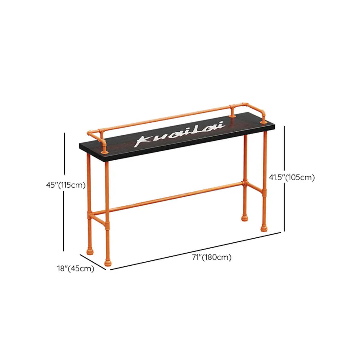 Industrial Spectator Bar Table with Orange Railing