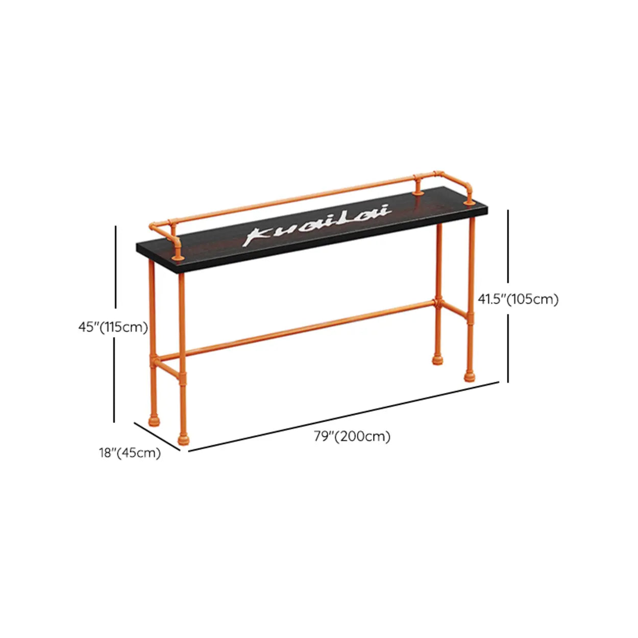 Industrial Spectator Bar Table with Orange Railing