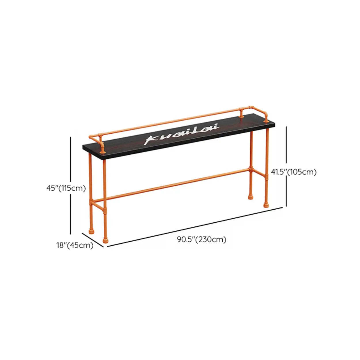 Industrial Spectator Bar Table with Orange Railing
