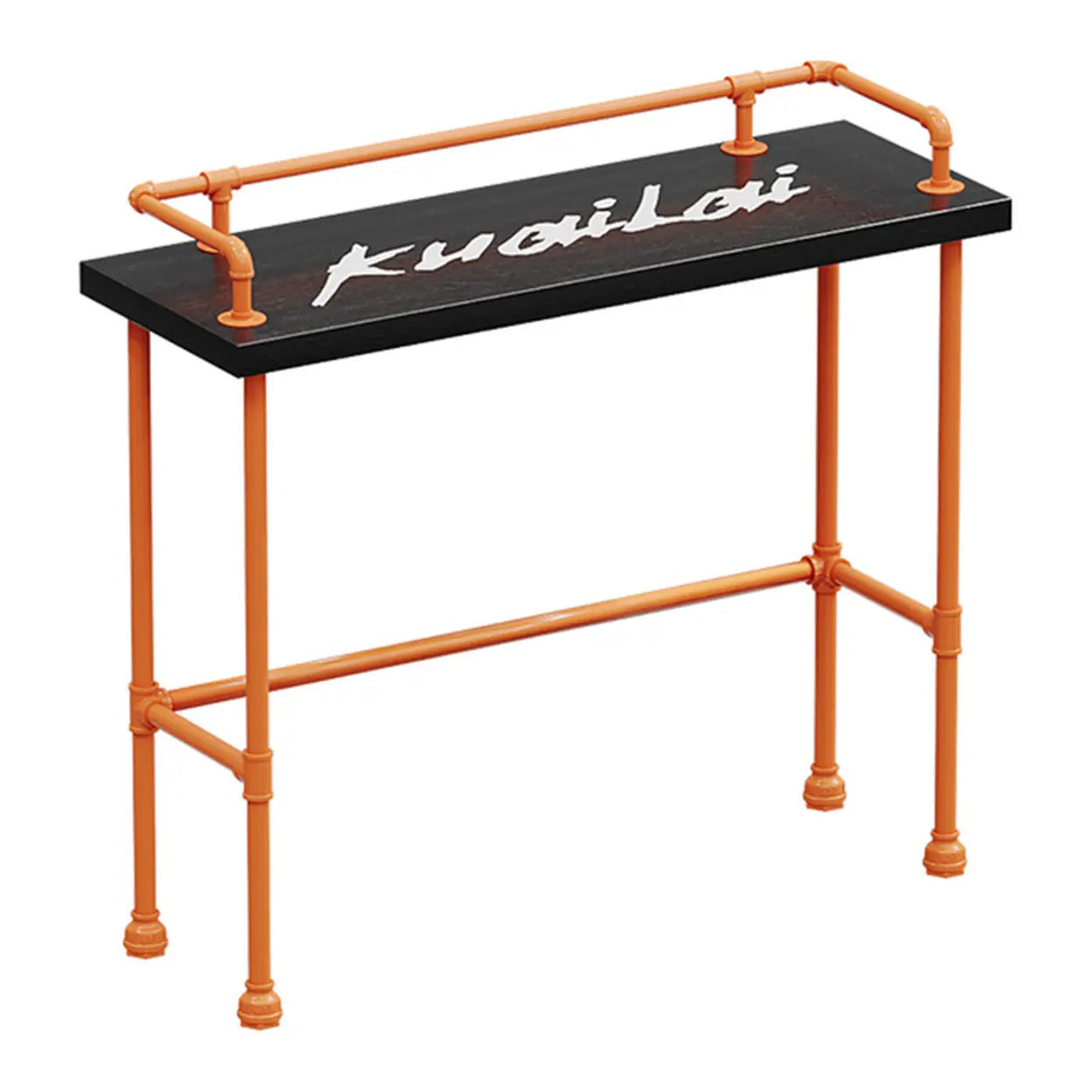 Industrial Spectator Bar Table with Orange Railing — Table Only