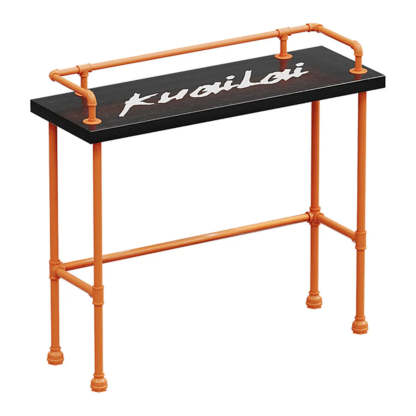 Industrial Spectator Bar Table with Orange Railing — Table Only