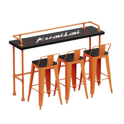 Industrial Spectator Bar Table with Orange Railing