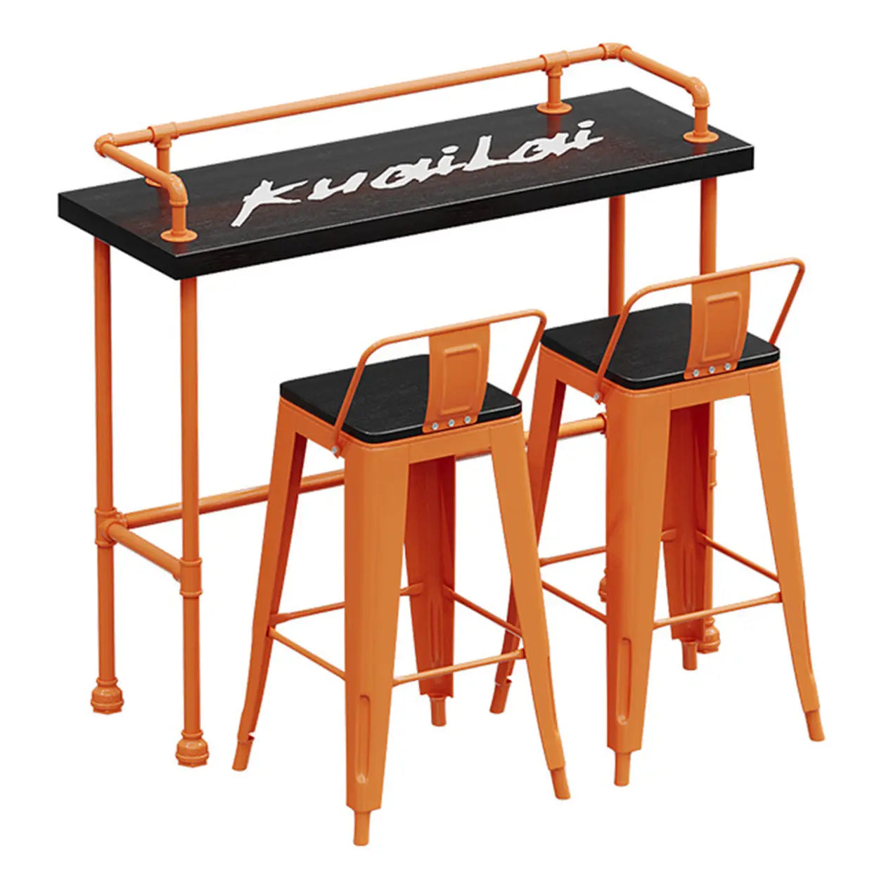 Industrial Spectator Bar Table with Orange Railing