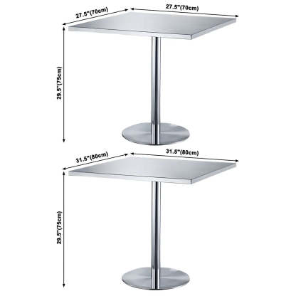 Industrial Square Stainless Steel Silver Dining Table