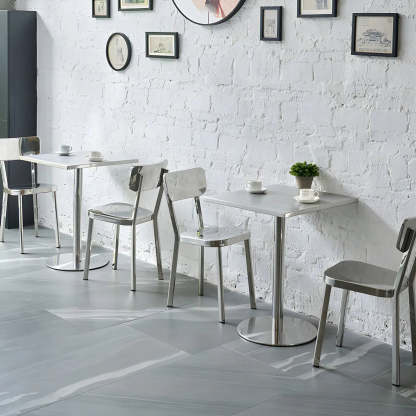 Industrial Square Stainless Steel Silver Dining Table