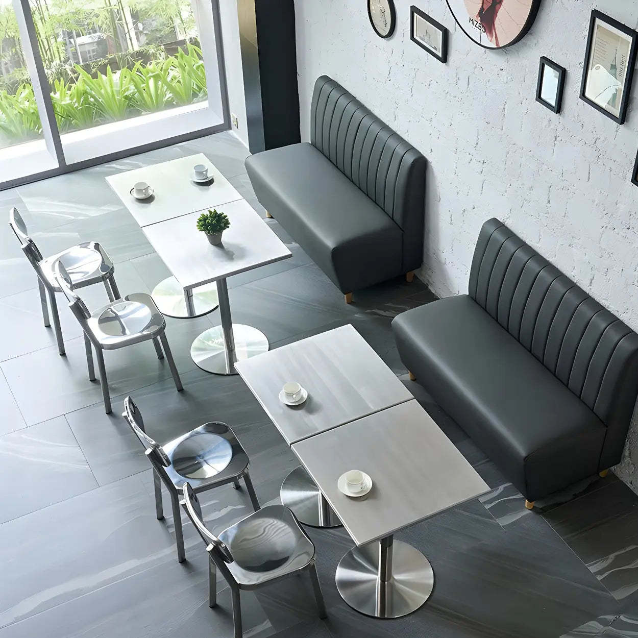Industrial Square Stainless Steel Silver Dining Table — Table Only