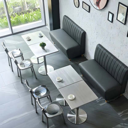 Industrial Square Stainless Steel Silver Dining Table — Table Only