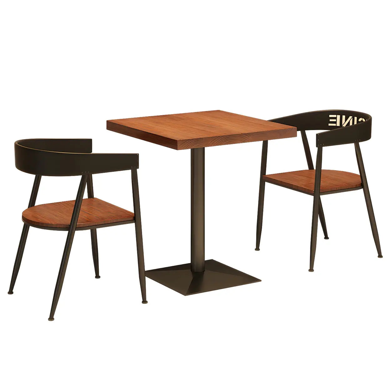 Industrial Square Brown Wood Dining Table