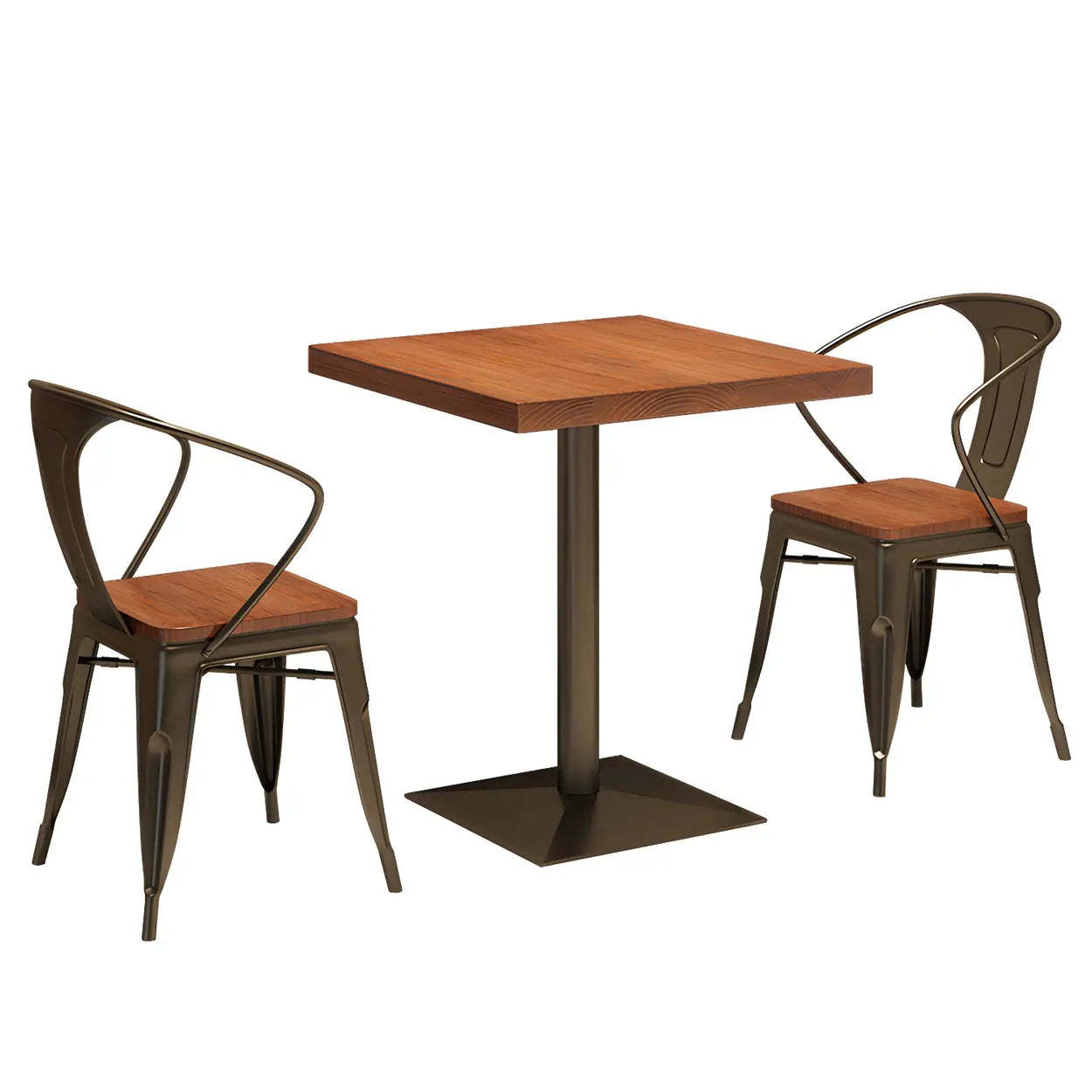 Industrial Square Brown Wood Dining Table