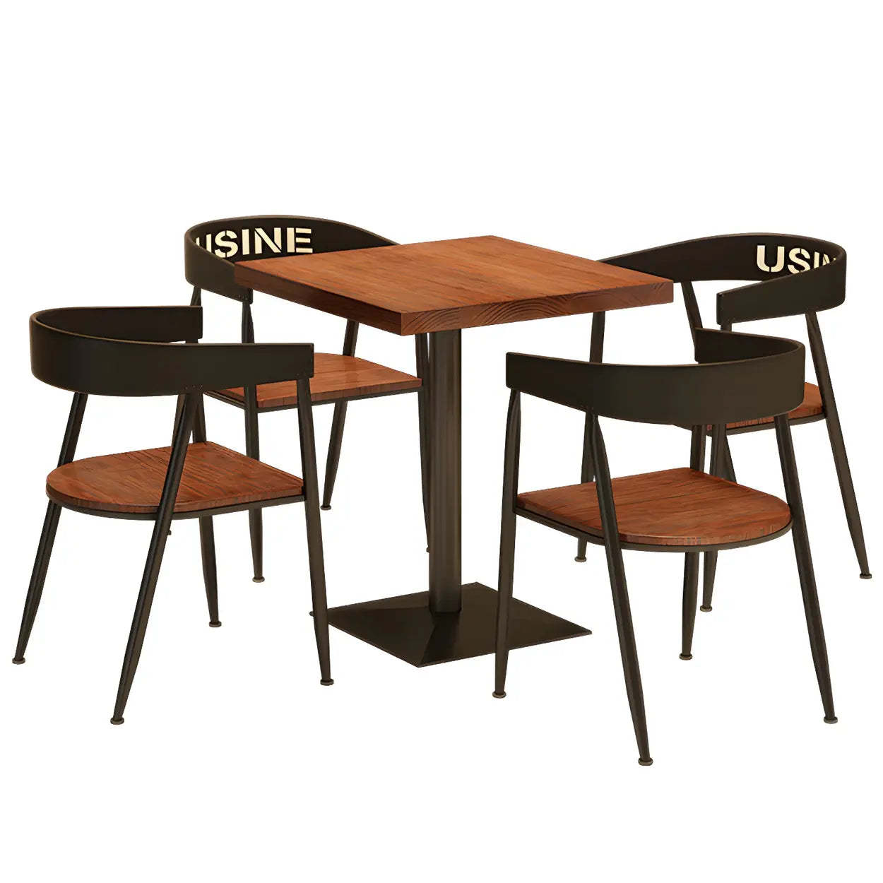 Industrial Square Brown Wood Dining Table