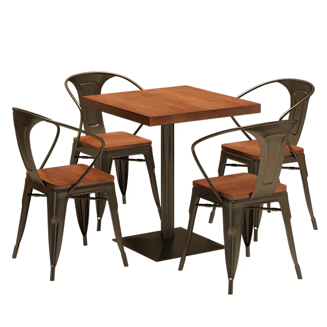 Industrial Square Brown Wood Dining Table