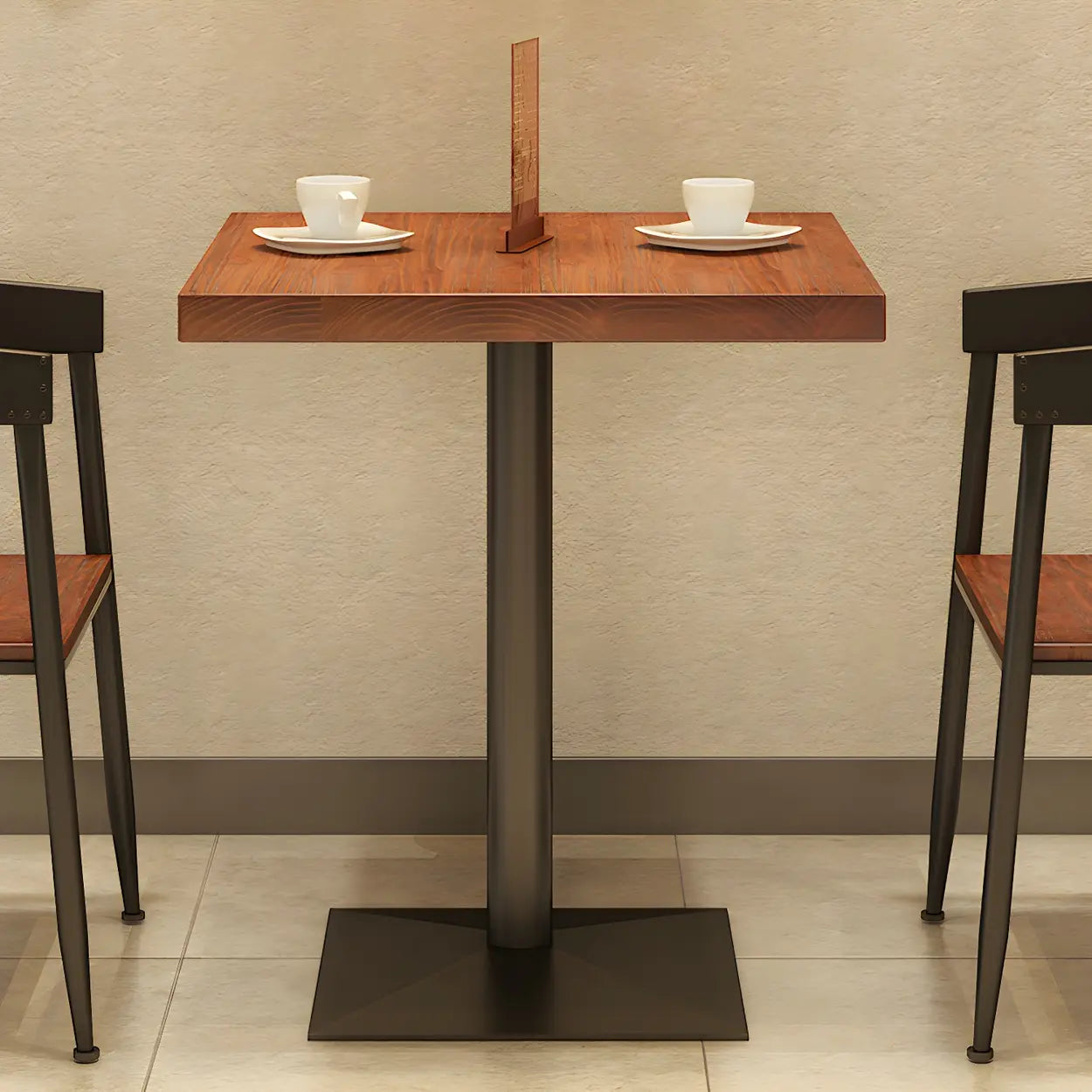 Industrial Square Brown Wood Dining Table