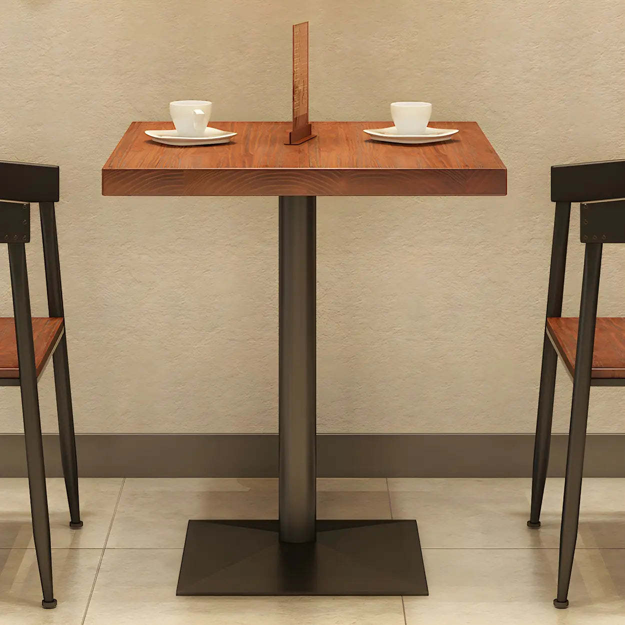 Industrial Square Brown Wood Dining Table