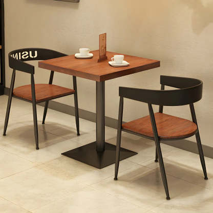 Industrial Square Brown Wood Dining Table