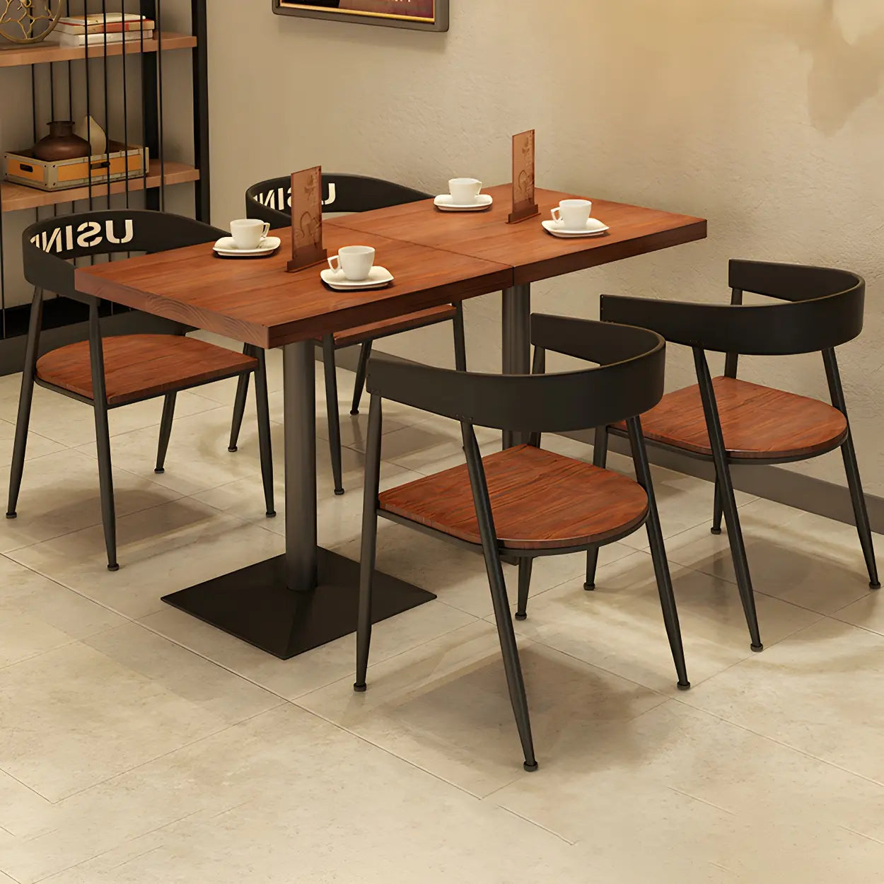 Industrial Square Brown Wood Dining Table