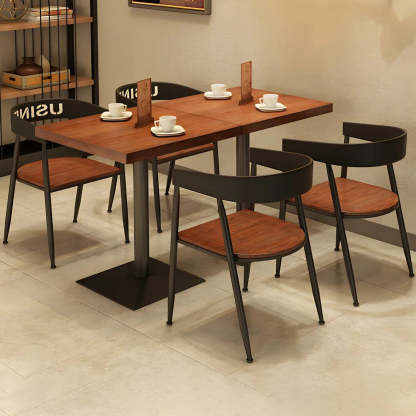 Industrial Square Brown Wood Dining Table