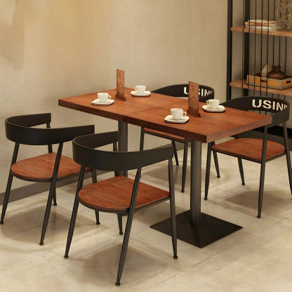 Industrial Square Brown Wood Dining Table