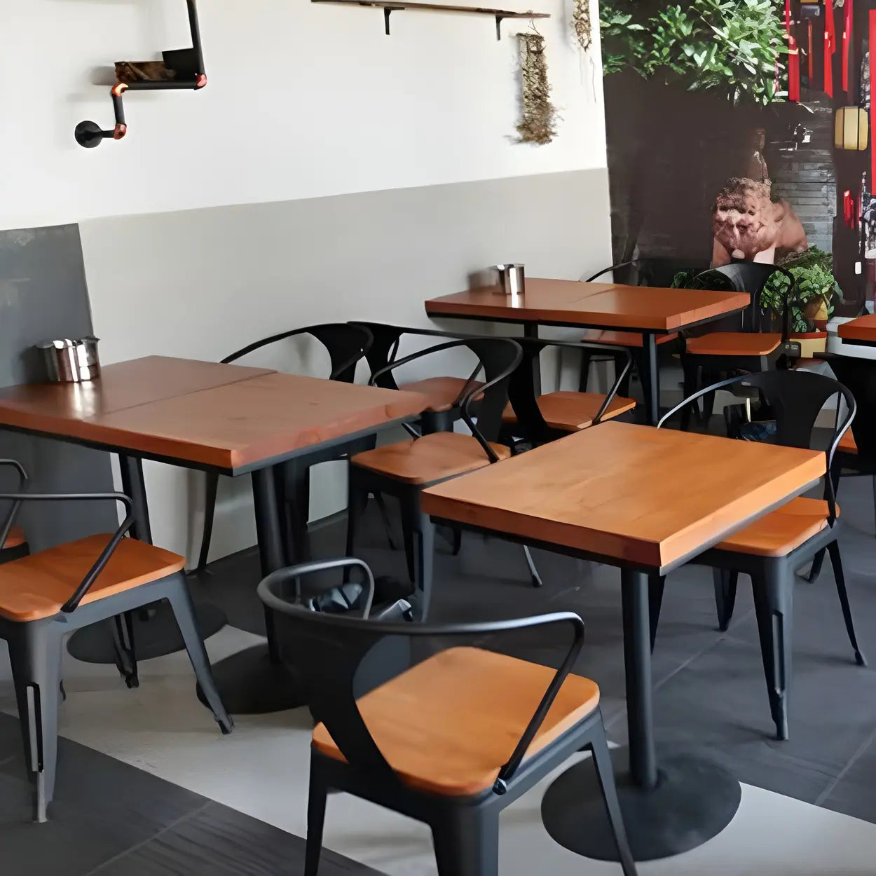 Industrial Square Brown Wood Dining Table