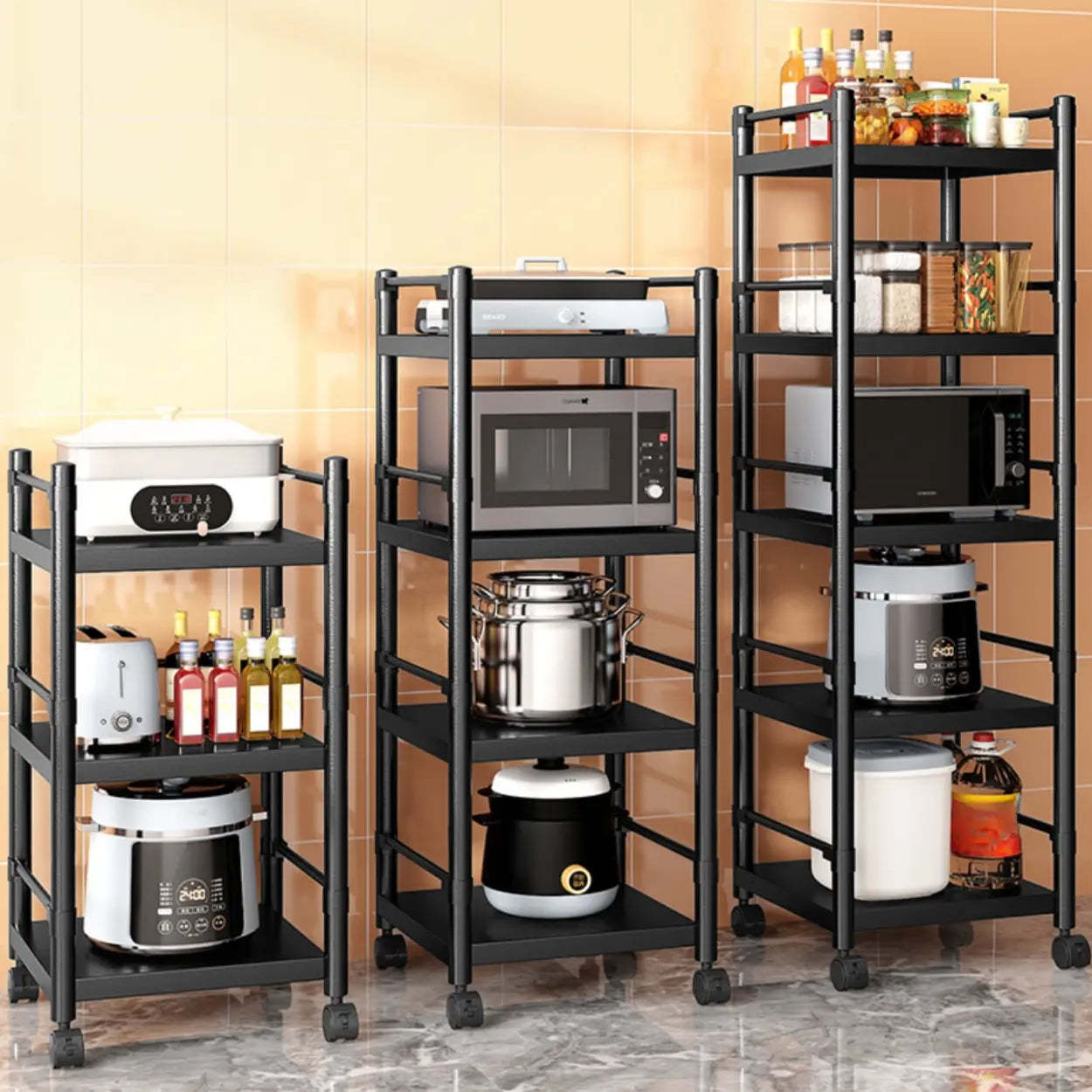 Industrial Stainless Steel Black Kitchen Display Cabinet — Guardrail Not Included