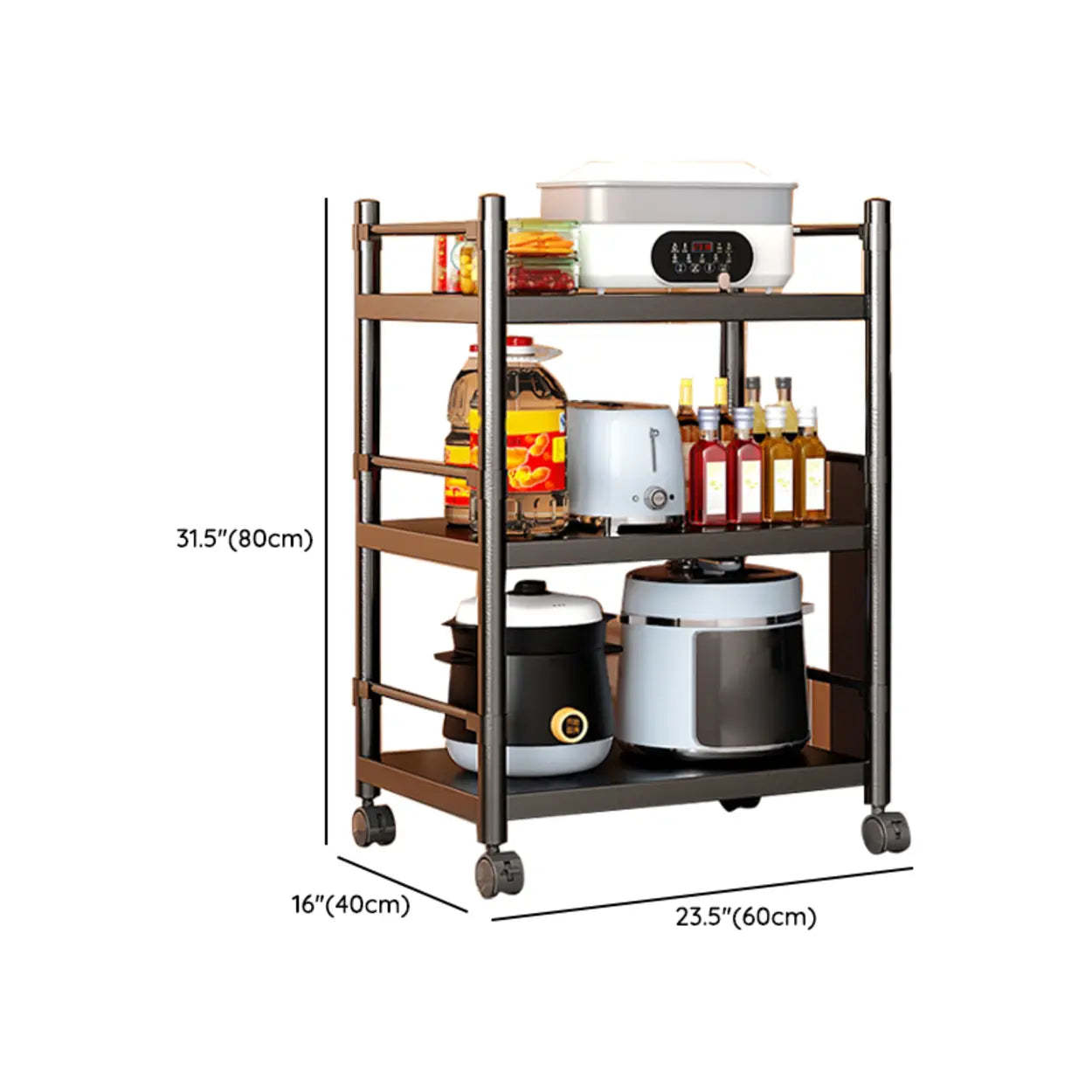 Industrial Stainless Steel Black Kitchen Display Cabinet
