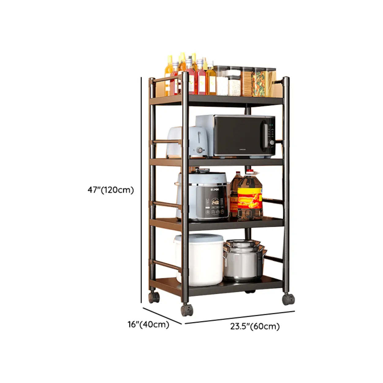 Industrial Stainless Steel Black Kitchen Display Cabinet