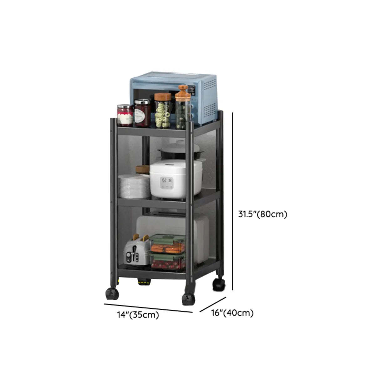 Industrial Stainless Steel Black Kitchen Display Cabinet