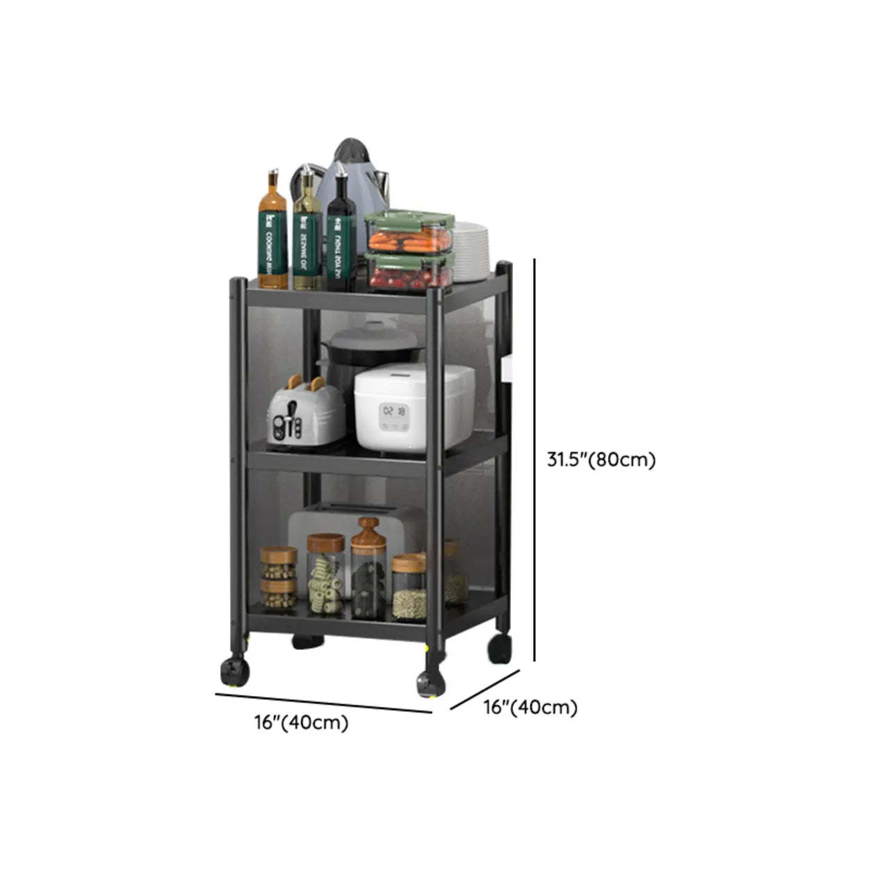 Industrial Stainless Steel Black Kitchen Display Cabinet